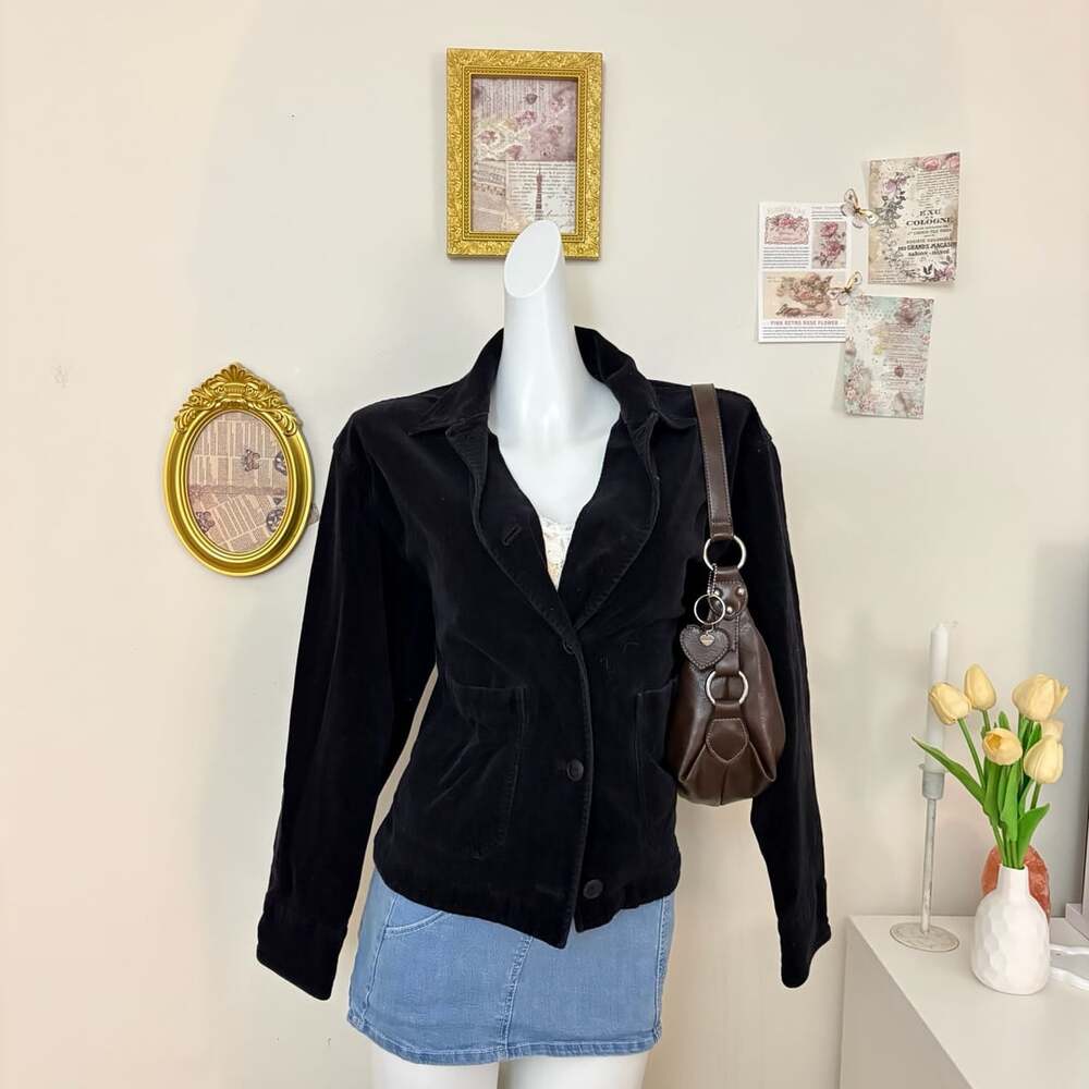 Uniqlo Corduroy Jacket Size M Black Cotton Blend